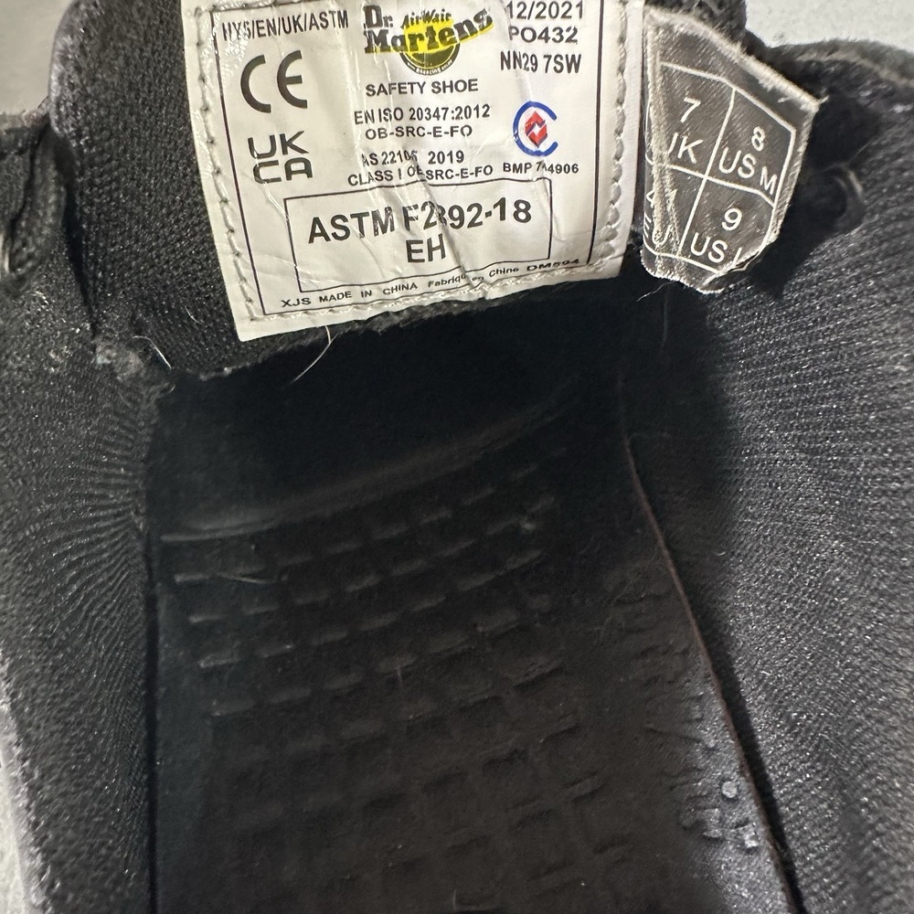 Dr Martens Oxford Shoes Mens 8 Women's 9 Black Leather 3 Eye Derby 1461 - Picture 7 of 9